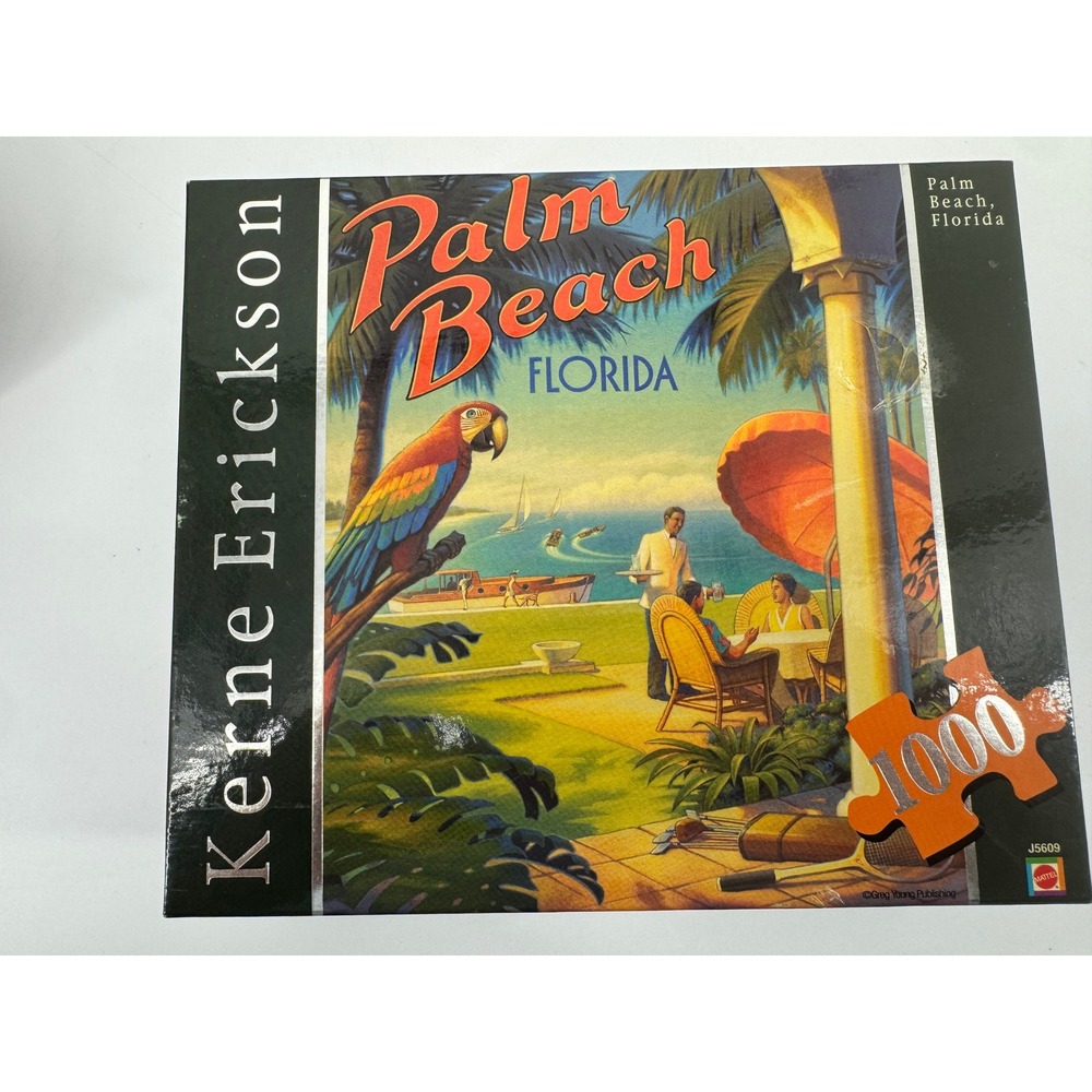 Mattel Kerne Erickson Palm Beach Florida Jigsaw Puzzle 1000 Piece Vintage Travel
